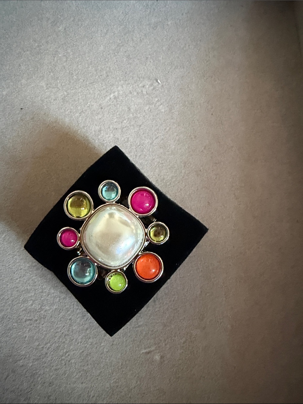 paparazzi Multicolor Cabochon Flower Ring with Pearl Center